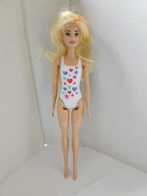 MATTEL BARBIE DOLL COLOR REVEAL Stars Hearts White Suit HAIR Blonde Orange WIG - Image 1 of 4