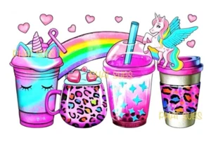 Bebidas unicornio listas para presionar transferencia de calor con impresión de sublimación - Imagen 1 de 1