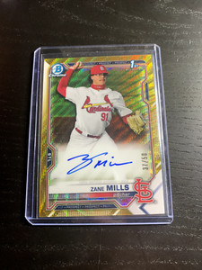 ZANE MILLS 2021 Bowman Chrome Draft Auto 1st Gold Refractor SP /50