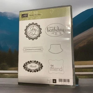 Stampin' Up! Set 6 timbri in gomma "Perfect Punzons" 120516, grazie compleanno, Natale - - Foto 1 di 3
