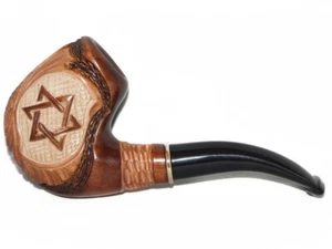 DIFFICULT HAND CARVED Wooden Tobacco Smoking Pipe for 9 mm * Star of David * - Picture 1 of 4