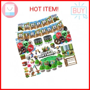 Pixel Style Gamer Birthday Party Supplies for Game Fans, 125 Pcs Birthday Party - Picture 1 of 2