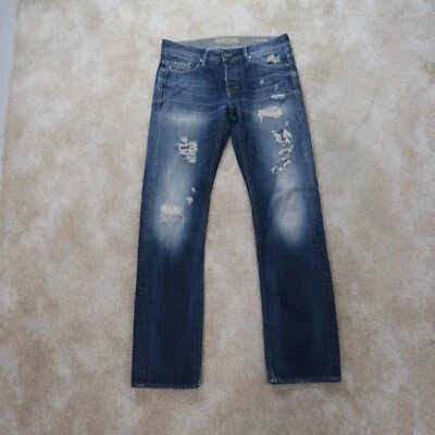 Guess Rebel Straight Leg Jeans Men’s 32x33 Blue Denim Pants Distressed ripped - Image 1 of 4