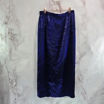 Falda Alex Evenings para mujer 12 púrpura azul índigo midi abertura larga tiro alto satinado Foto 1 de 4