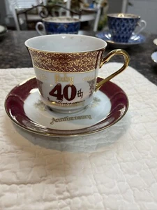40th Ruby Anniversary Teacup and Saucer #AB 422. - Picture 1 of 1