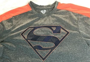 Lockeres T-Shirt Damen Größe M Fitnessstudio Training Grafik grau & orange Kurzarm - Bild 1 von 4