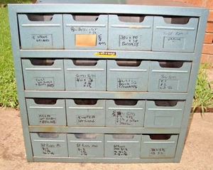 Vintage Metal "ROTA CHEST" Large, 16 Drawers DAMAGED - Picture 1 of 20