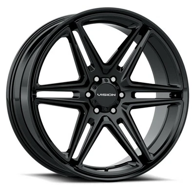 20" Vision Street 476 Wedge Gloss Black Wheel 20x9 5x5.5 15mm For Dodge Ram Rim - Image 1 of 4