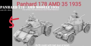 Modello Panhard 178 AMD 35 1935 stampato in 3D 1/72 non verniciato - Foto 1 di 1