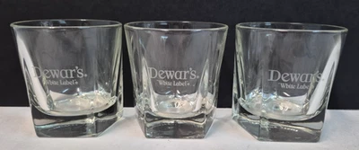 DEWARS WHITE LABEL SCOTCH WHISKY ROCK GLASS SET OF 3 NEW - Image 1 of 4
