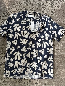 Abercrombie Kids Blue & White Tropical Button Up Short Sleeve Shirt Boys 17/18 - Picture 1 of 7