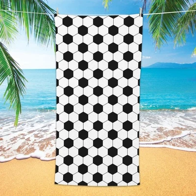 Football Microfiber Beach Towel 30x60in Black White Sand Free Travel Towel - Image 1 of 4