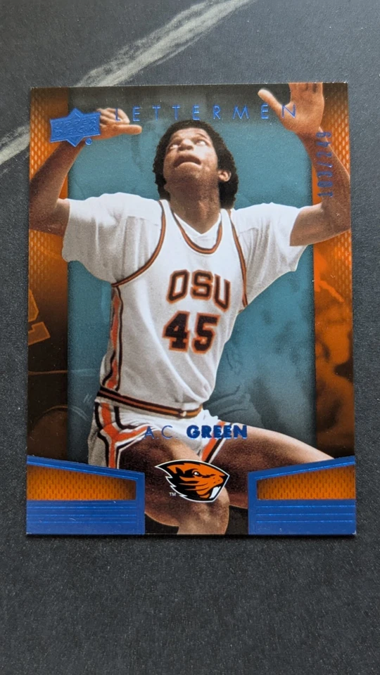 2014-15 UD Lettermen Basketball Blue #7 AC Green OSU /249 - Image 1 of 3