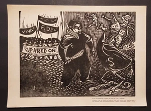 1961 Juan Sanchez Sanchez Original Political Woodcut Print Cuba Art Xylography 2 - Picture 1 of 10