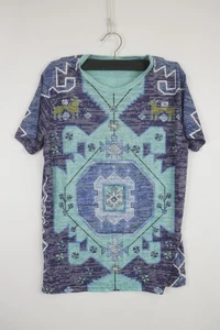 Givency Multi Geometric Cotton Crew Neck Short Sleeve Pullover Blouse Top M - Picture 1 of 15