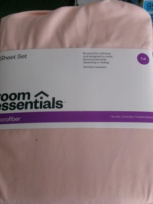 NEW Full Size Sheet Set Pastel Peach 4-Pc Set In Bag ** # 952 - Image 1 of 2