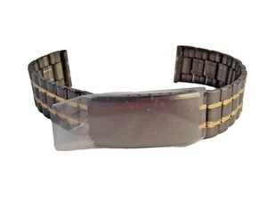 18mm HADLEY ROMA Watch Band Gun Metal Grey Stainless Steel Lug Gold Accents New - Picture 1 of 21