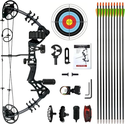 Youth Compound Bow Set 15-45 Lbs for Black, Red, Green, Pink, Camo, Blue  - Image 1 of 4