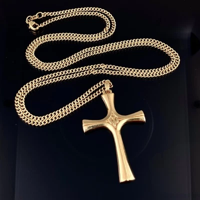 James Avery Pesado Oro Amarillo 14k Paloma Cruz Colgante con Collar 28" ~ 19.2g Foto 1 de 4