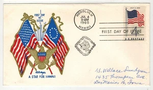 1960 HAWAII 50 STAR FLAG 1153-9 AL BOERGER A STAR FOR HAWAII - Picture 1 of 1