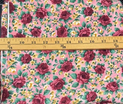Arbor Rose Flannel Fabric Pink Multi Floral SSI Cheri L Strole 2-1/8yards 42"w - Image 1 of 3