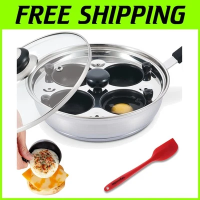 Stainless Steel Egg Poacher - 4 Cup Non-Stick Coating - Image 1 of 4