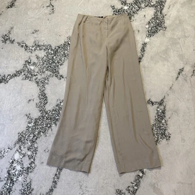 Pantalones Carlisle Mujer Talla 10 Pierna Ancha Viscosa Tiro Alto Pantalón Beige Foto 1 de 4