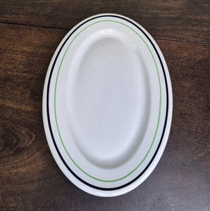Vintage Shenango China Green Stripe Oval Platter 14” Restaurant Ware Made in USA - Picture 1 of 9