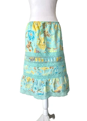 Falda Floral Vintage Y2K Banana Republic En Niveles 6 Algodón/Lino Cottage Femenina Foto 1 de 4