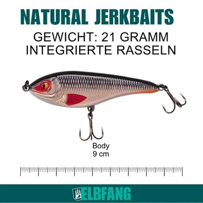 ✅Elbfang Jerkbait Hecht | 90mm | 21g - Wobbler - Hecht Köder - Kunstköder   - Bild 1 von 2