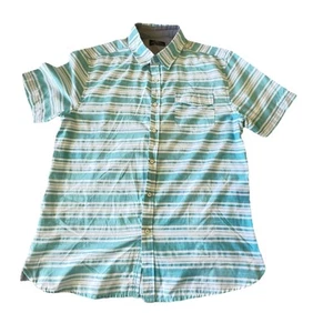 Camisa Across The Pond Para Hombre Grande Blanca Azul Verdoso Manga Corta con Botones - Imagen 1 de 13