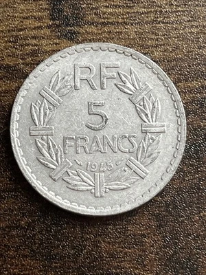 Moneda real de 5 francos de Francia 1945 TB5413* Foto 1 de 2