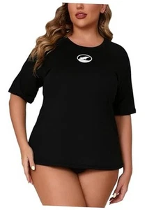 Women's Plus Size Short Sleeve Rash Guard with Built in Bra Swim Shirt UPF50+ - Picture 1 of 7