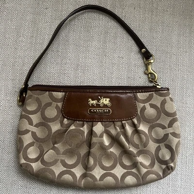 Muñequera Coach Madison Op Art Horse & Carriage 41988 cuero tostado ribete cremallera superior Foto 1 de 4