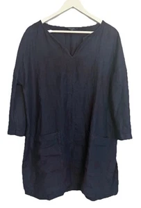 Toast 100% linen Tunic Top Dress navy Pockets Size Large UK 14/16 3/4 Sleeves - Picture 1 of 9