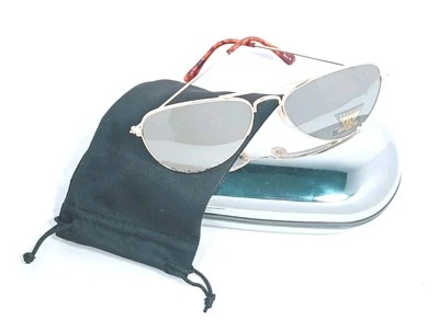 Gafas de sol de aviador unisex con marco dorado lentes espejadas plateadas completas. Foto 1 de 3