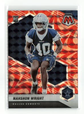 NAHSHON WRIGHT #349 2021 PANINI MOSAIC COWBOYS RC ORANGE - Image 1 of 2