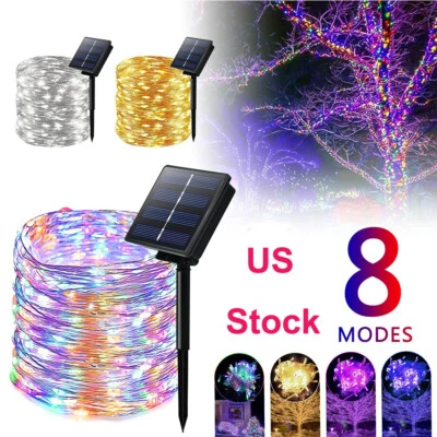 50-300 LED Solar String Light Copper Wire 8 Mode Multicolor Home Xmas Decor - Image 1 of 4