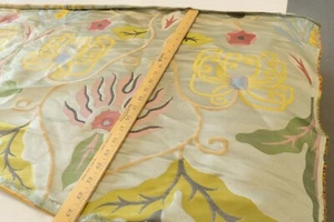 Clarence House French Chinoiserie Aqua abstract designer silk fabric remnant 23" - Picture 1 of 3