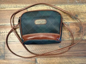 Vintage Carryland Argyle Coated Canvas & Leather Sm Crossbody GUC - Picture 1 of 12
