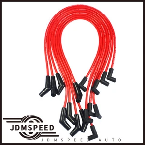 FIT BBC CHEVY HEI RED Spiral Core SPARK PLUG WIRES 396-427-454-502 45 DEGREE END - Picture 1 of 8