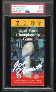 Joe Namath Super Bowl III Signed Football Ticket PSA 1.5 DNA 10 Certified HOF - Picture 1 of 3