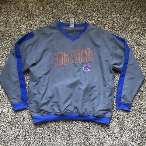 Knights Apparel ￼Boise State Broncos Pullover Windbreaker NCAA Gray Size Large Cover