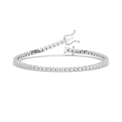950 Platinum, 4 Cts Lab-Grown Round Brilliant Cut Diamonds Tennis Bracelet - Image 1 of 4