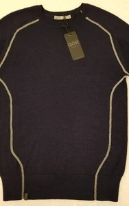 NWT QOR Small Navy Blue Merino Wool Pullover Sweater Shirt - Picture 1 of 12