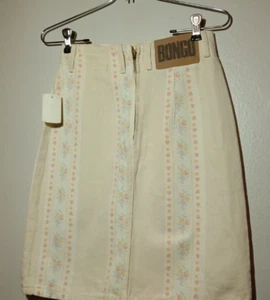 Vintage 80s Bongo Floral Stripe Skirt NWT USA 90s Y2K Pink High Low Logo Size 3 - Picture 1 of 7