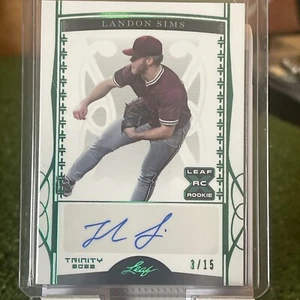 Landon Sims 2022 Leaf Trinity Auto Autograph Green 3/15  #BALS1 DBacks - Picture 1 of 3