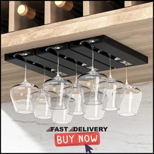 2 Pack Wine Glass Rack Punch-free Under Cabinet Stemware Wine Glass Holder Glass - Picture 1 of 8