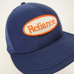 Reliance Hat Cap Patch Mesh Foam Snapback Trucker Blue Vtg - Picture 1 of 7