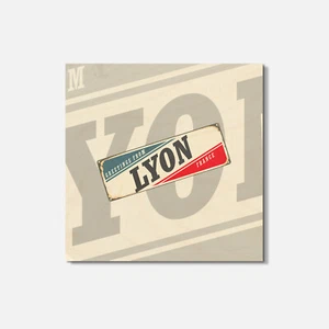 Lyon Retro Travel Tin Sign 4'' X 4'' Square Wooden Coaster - Picture 1 of 3